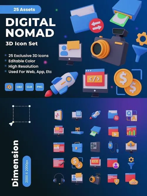 Digital Nomad 3D Icons