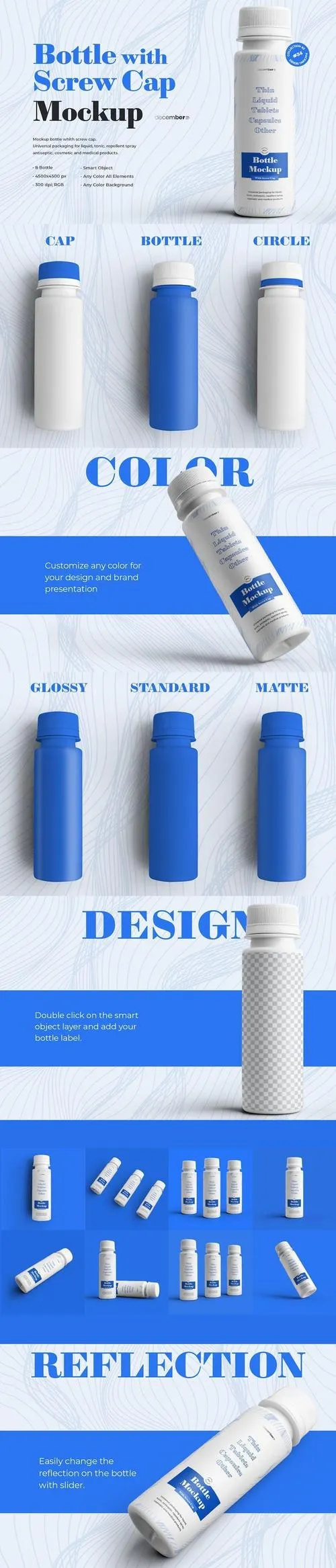 8 Narrow Plastic Bottle Mockups