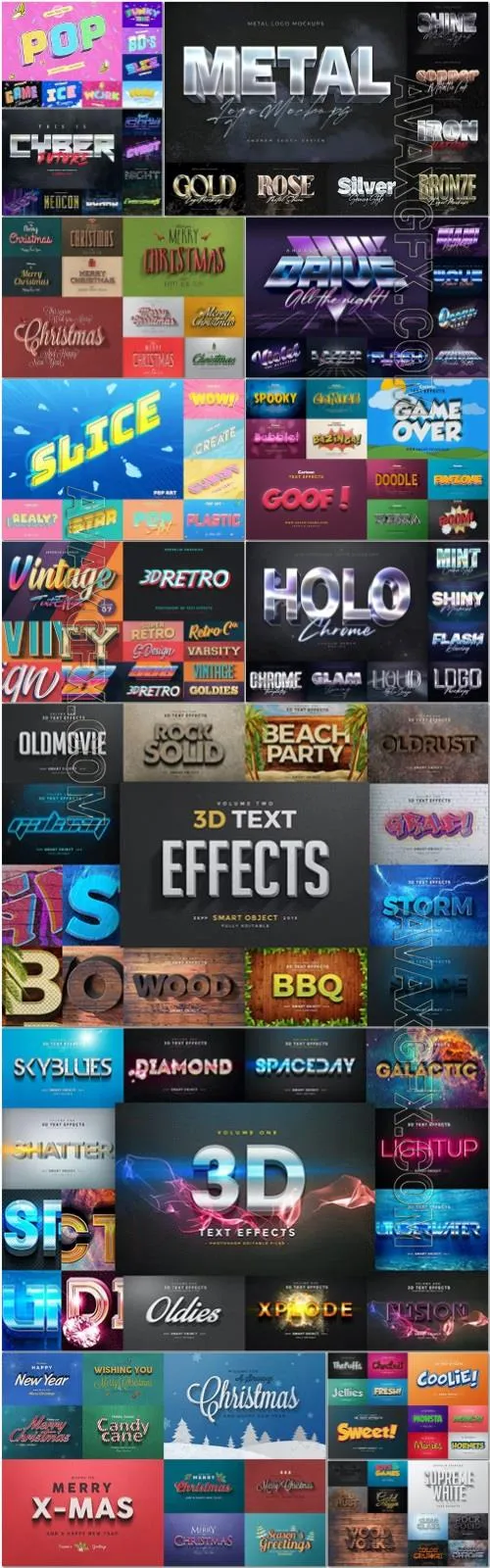 Mega collection vector editable text effect, font style vol 3