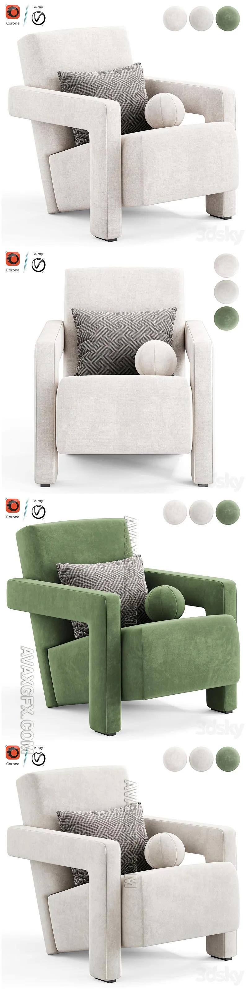 Utrecht armchair by Cassina - 3D Model MAX