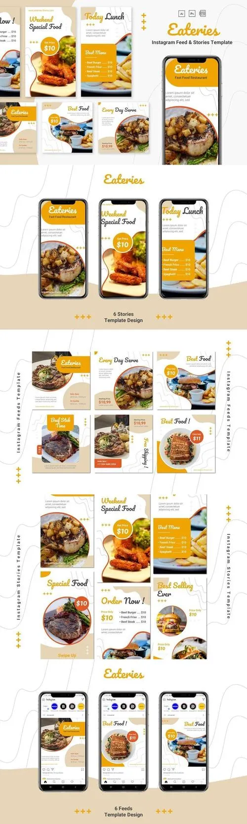 Eateries - Instagram Feeds & Stories Pack