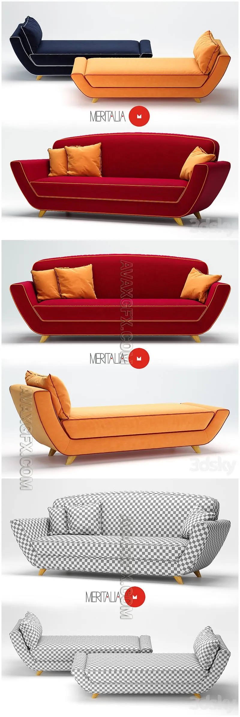 A sofa and chaise longue by Minah Meritalia - 3D Model