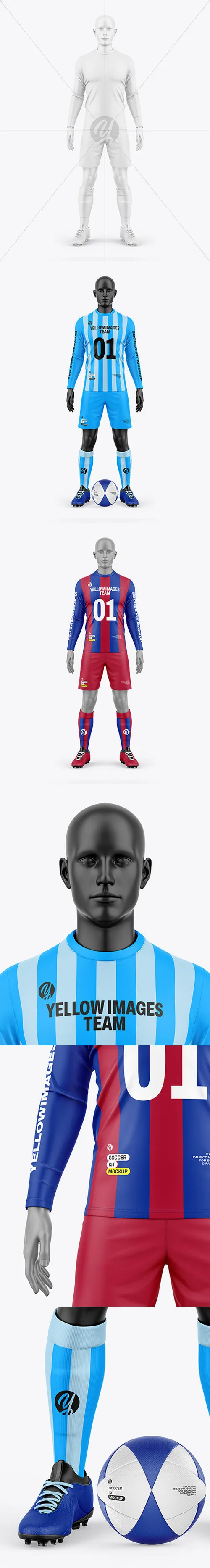 Long Sleeve Soccer Kit w/ Mannequin Mockup - Front View 133552