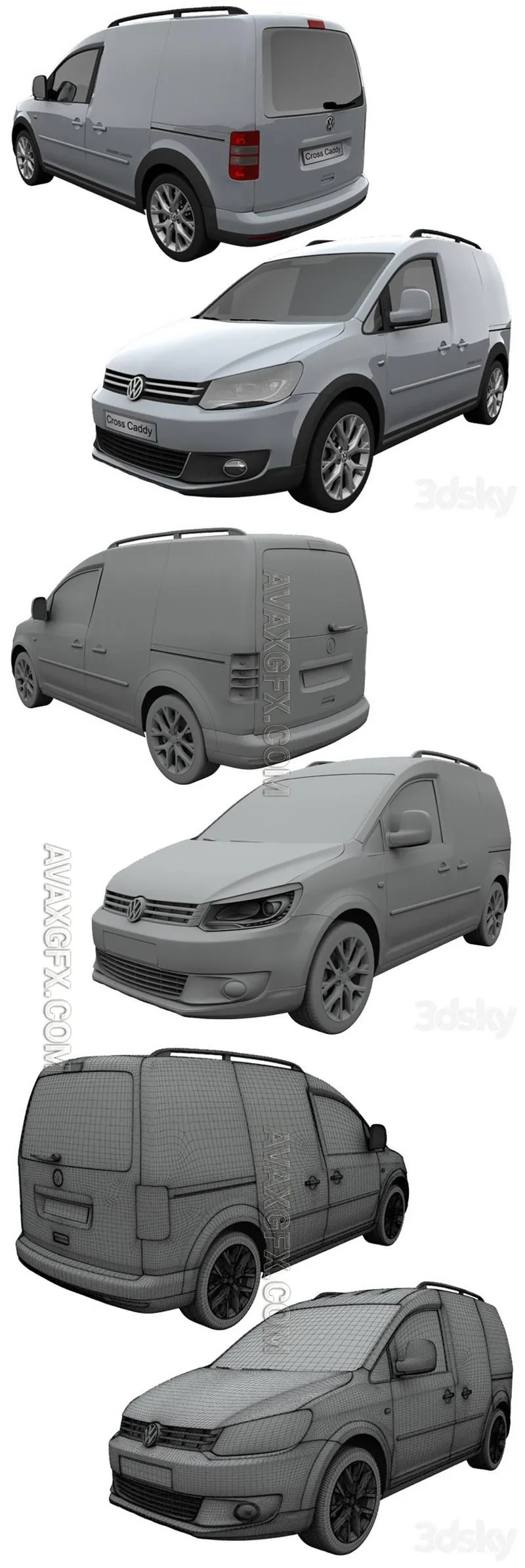 Volkswagen Cross Caddy Kasten 2013 - 3D Model