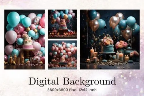 Balloon Party Studio Backdrop Overlays - 94092069