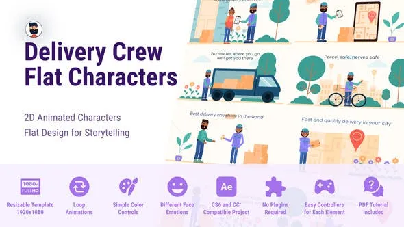 Diverse Delivery Crew - Animated Flat Characters 51621646 Videohive