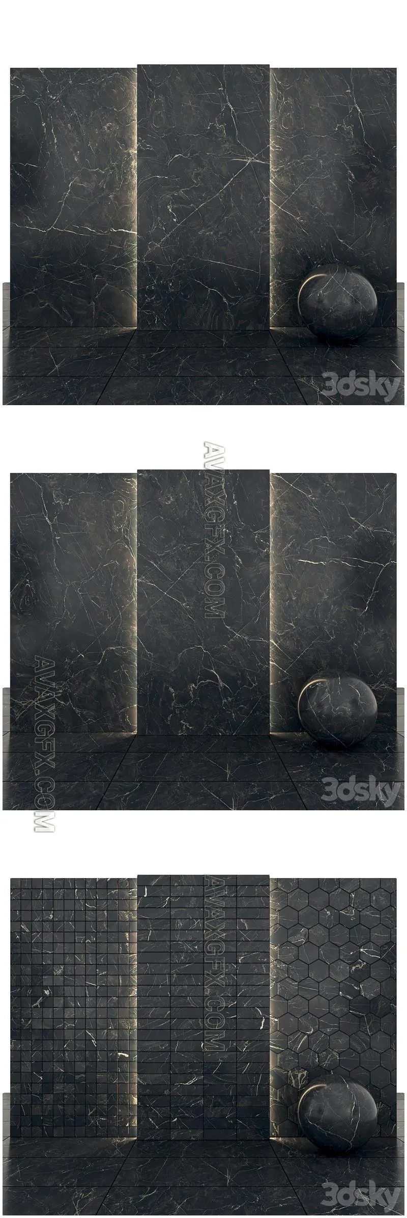 Mozart black marble - 3D Model