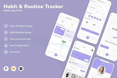 Habit & Routine Tracker Mobile App UI Kit