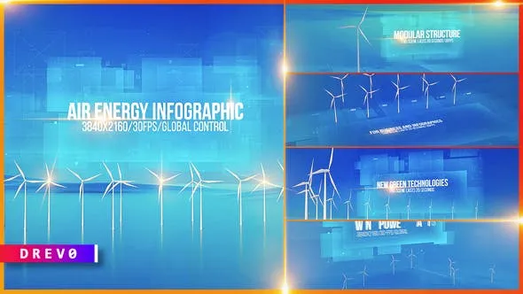 Air Generator Infographic/ Wind Energy Turbines/ Green Power/ Power Grid/ Eco/ Economic/ Politics 34577674 Videohive