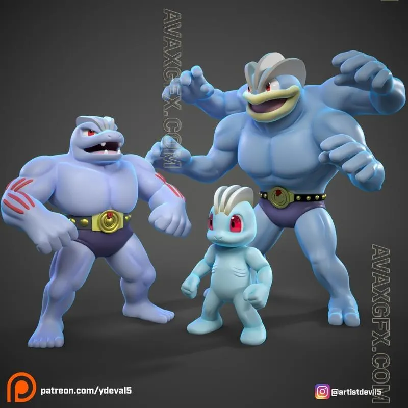 Machop Evolutions - STL 3D Model