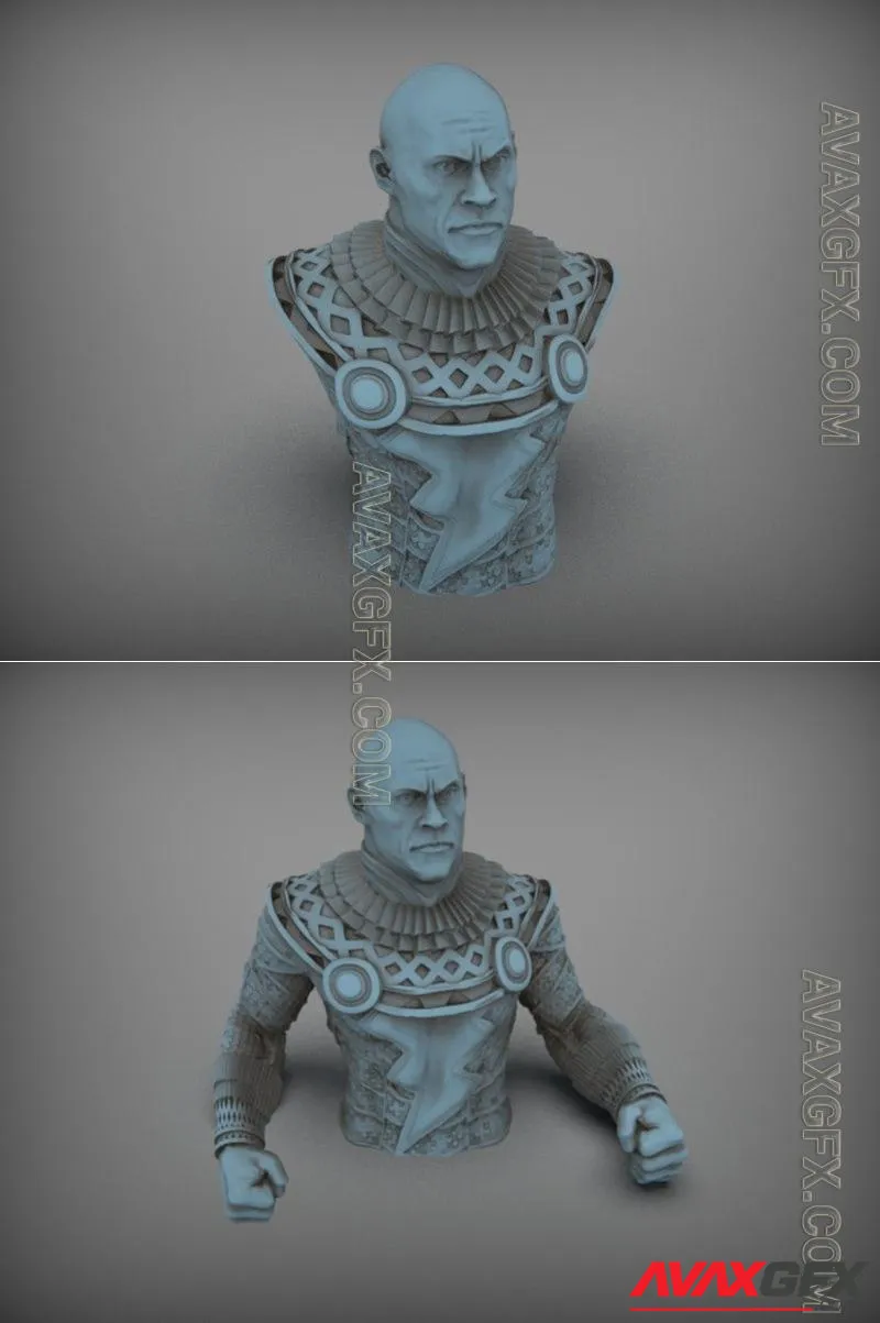 Black-Adam-Bust and Black-Adam-Upper-Body - STL 3D Model