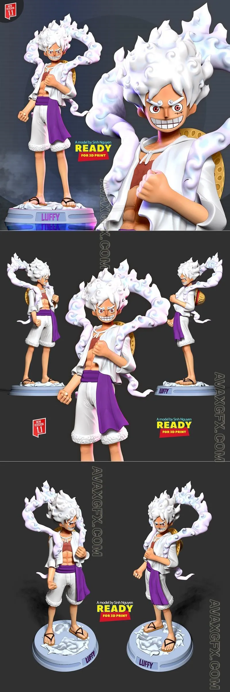 Nlsinh - Luffy Gear 5 - One Piece - STL 3D Model