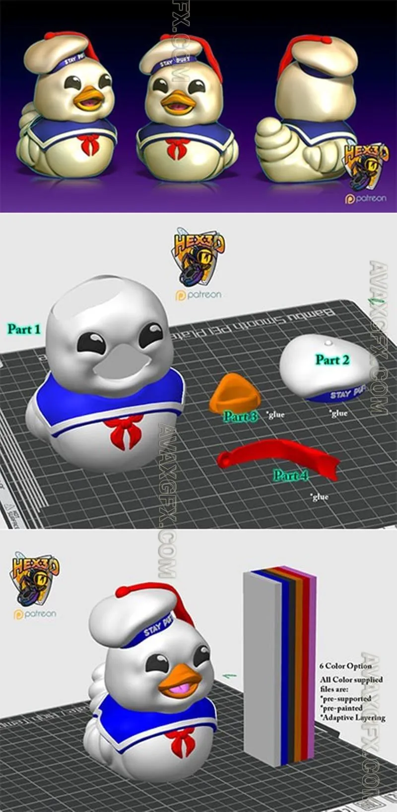 Hex3D - Stay Puft Duck - STL 3D Model