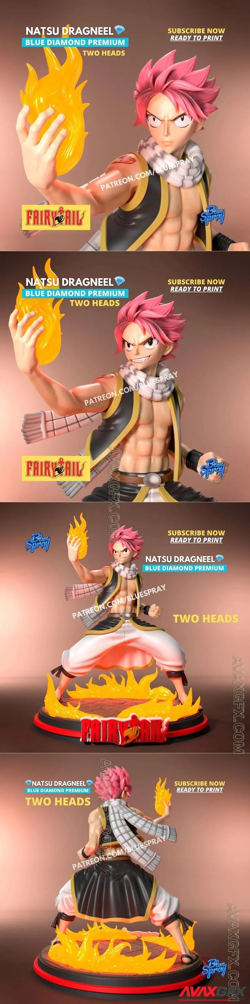 Blue Spray - Natsu Dragneel - STL 3D Model