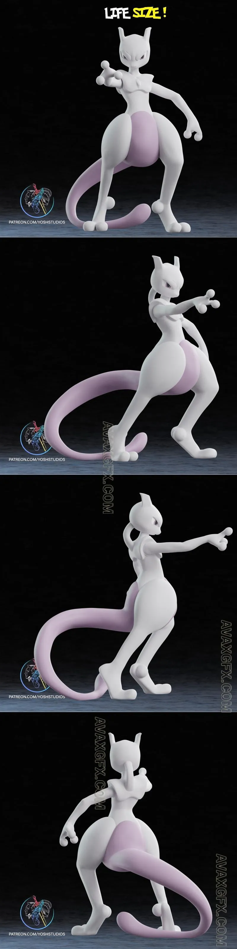 Life Size Mewtwo - STL 3D Model