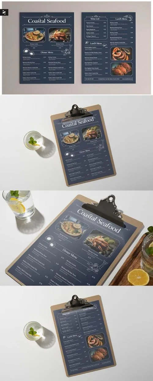 Classic Coastal Seafood Restaurant Menu HHSH2RL