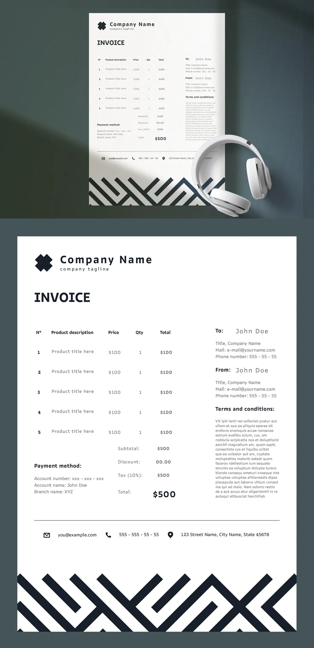 Adobestock - Modern Invoice Layout with Pink Accents 758299467