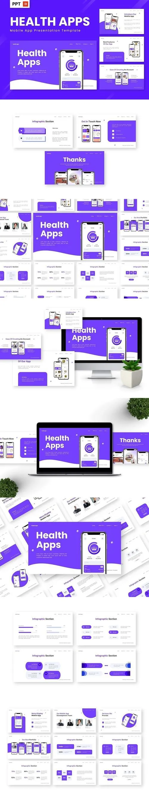 Health Apps - Mobile App Powerpoint Templates