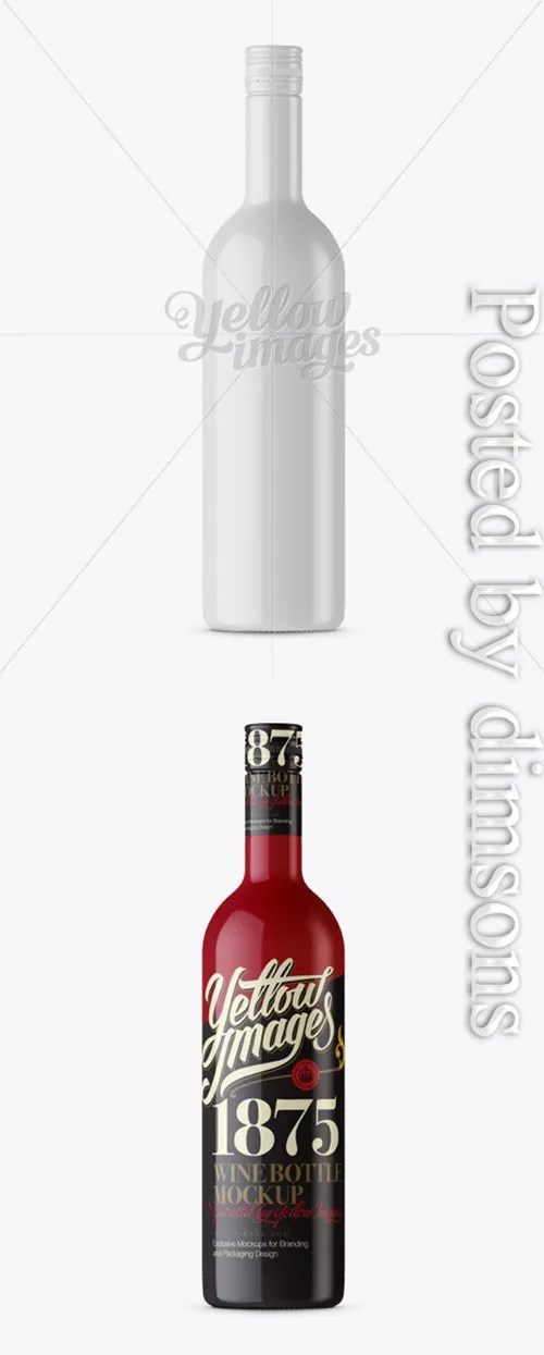 Wine Bottle HQ Mockup - Front View 12200 Layered TIF