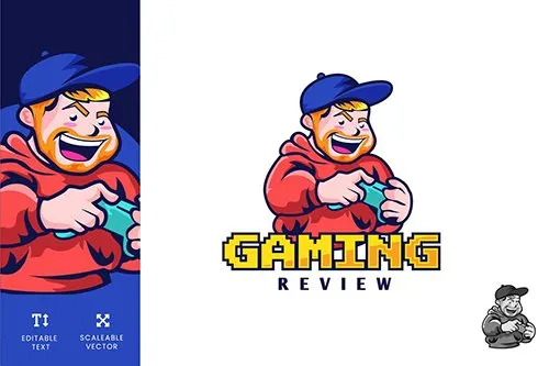 Gaming Review Logo Illustration Vector