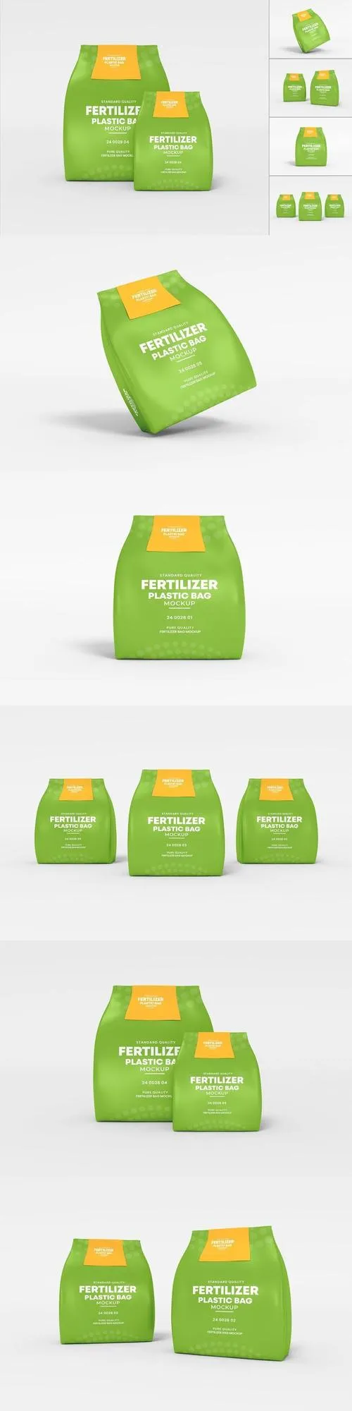 Glossy Foil Fertilizer Bag Packaging Mockup Set
