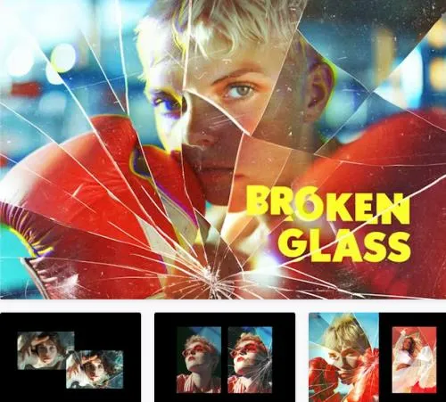 Smashed Glass Pieces Photo Effect - 113923964