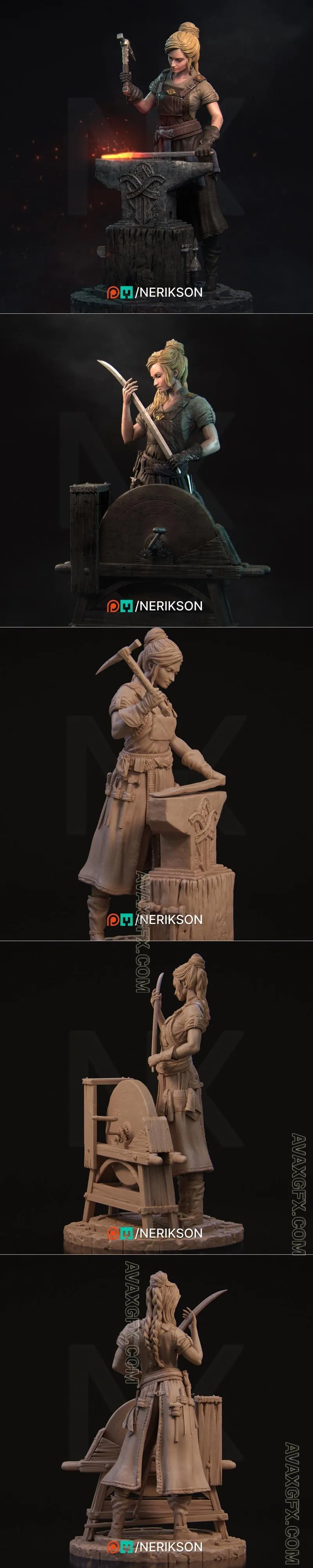 Nerikson - Lara The Blacksmith - STL 3D Model