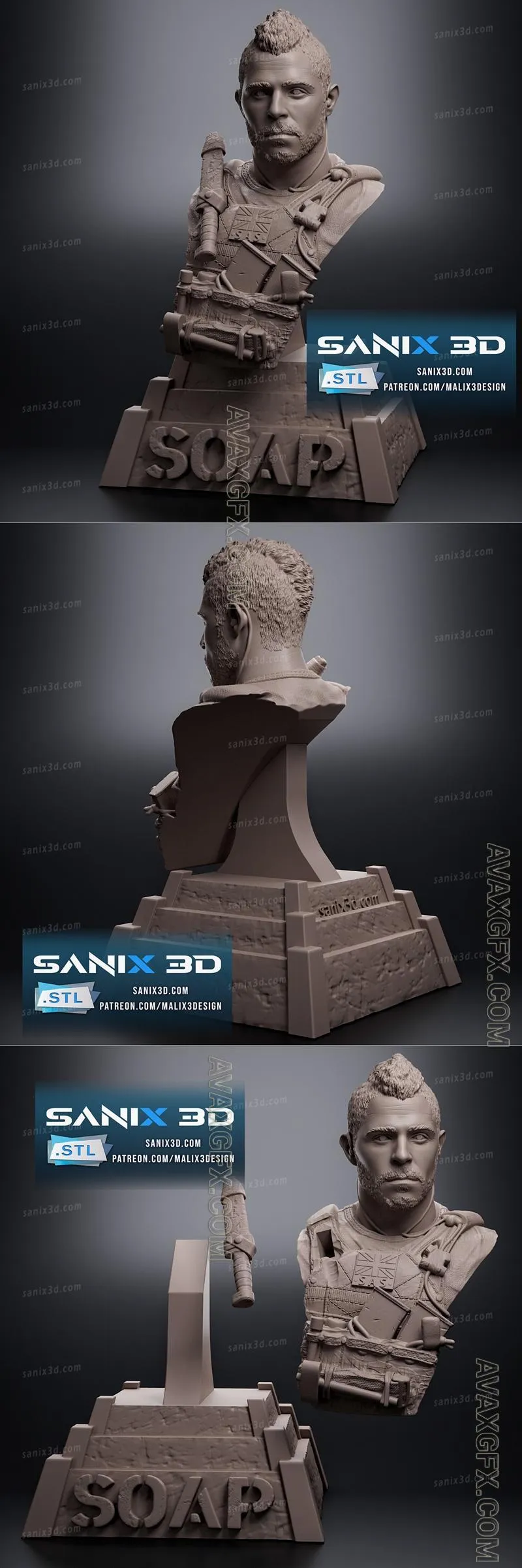 Sanix - Soap Bust - STL 3D Model