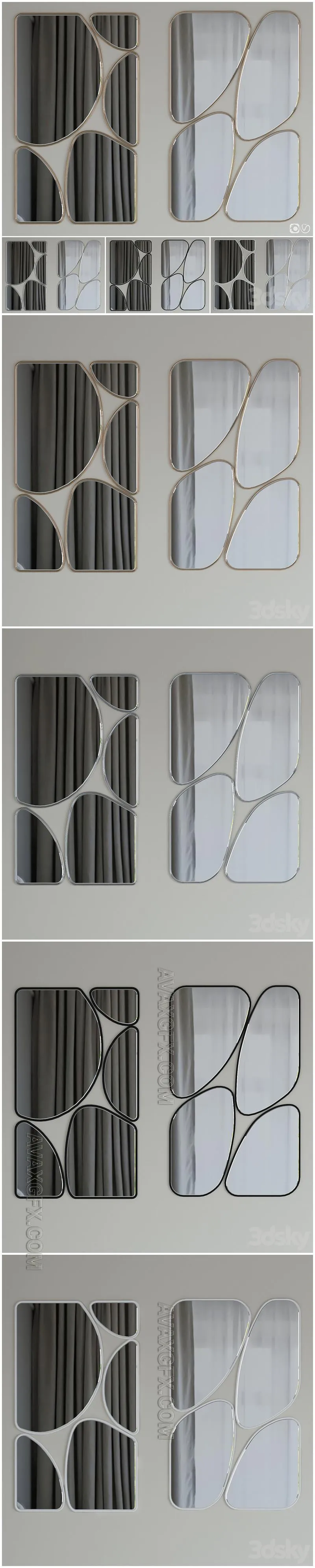 Mirrors quadrant set 02 - 3D Model