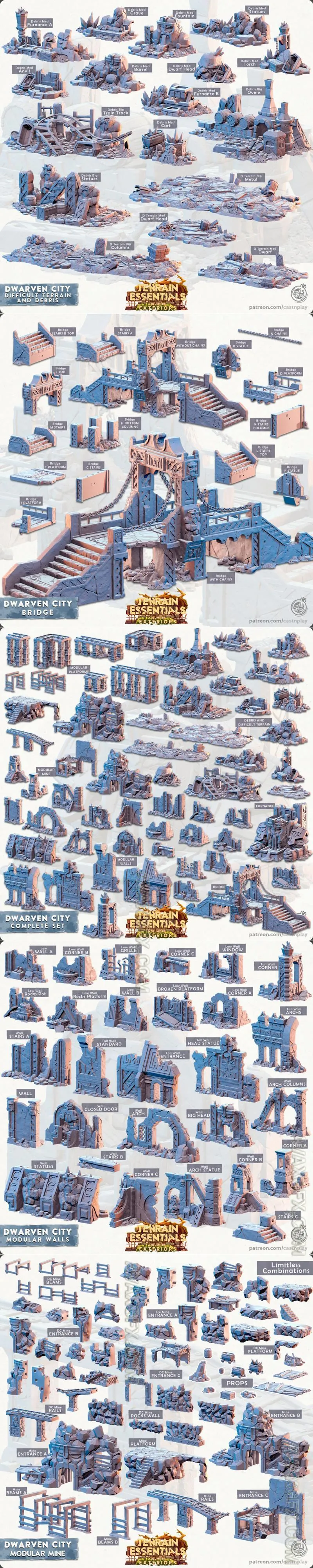 Cast n Play - Dwarven City Set - STL 3D Model