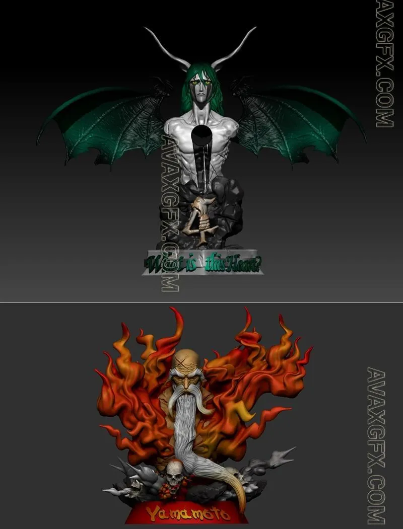 Ulquiorra Bust and Yamamoto Bust - STL 3D Model