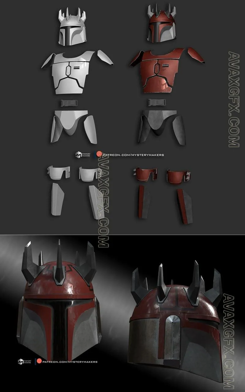 Mandalorian supercommando Armor WIP and Mandalorian Supercommando helemt - STL 3D Model