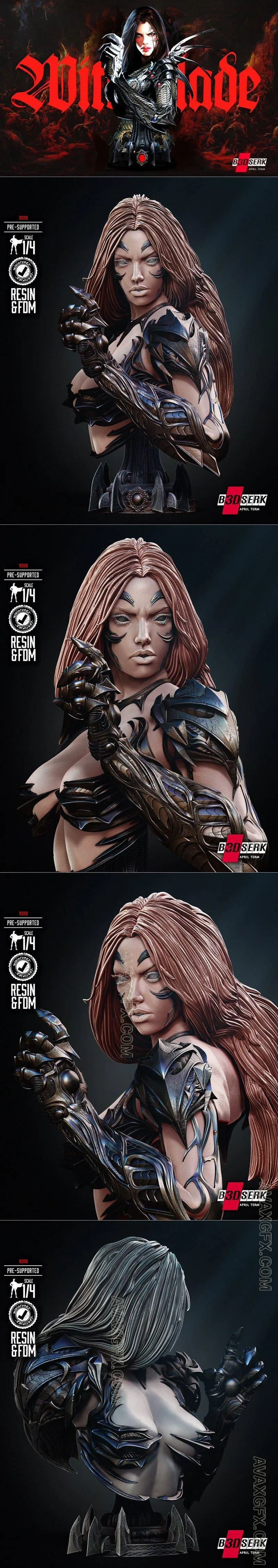 B3DSERK - WitchBlade Bust Portrait - STL 3D Model