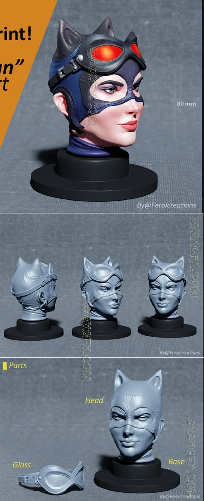 Artstation Catwoman Bust - STL 3D Model