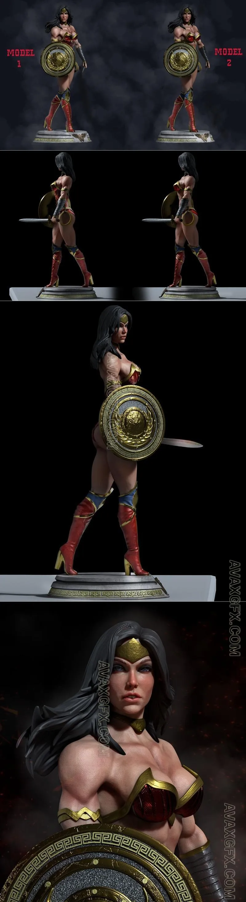 Ca 3d Studios - Wonder Woman Pack Model 1 and Model 2 - STL 3D Model