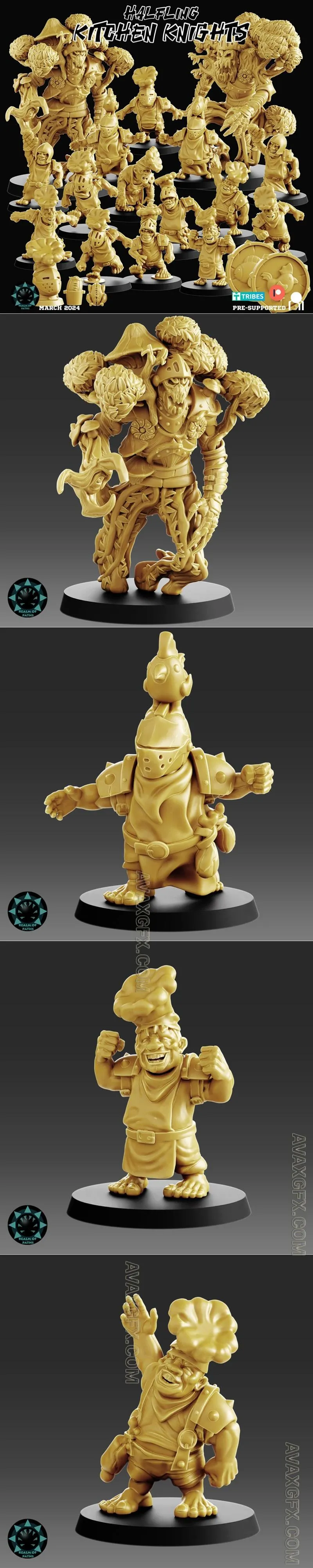 Realm of Paths - HALFLINGS - Kitchen Knights - STL 3D Model