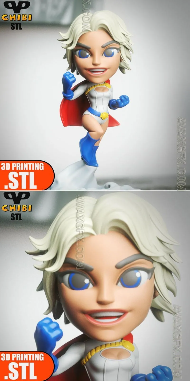 Power Girl Chibi - STL 3D Model