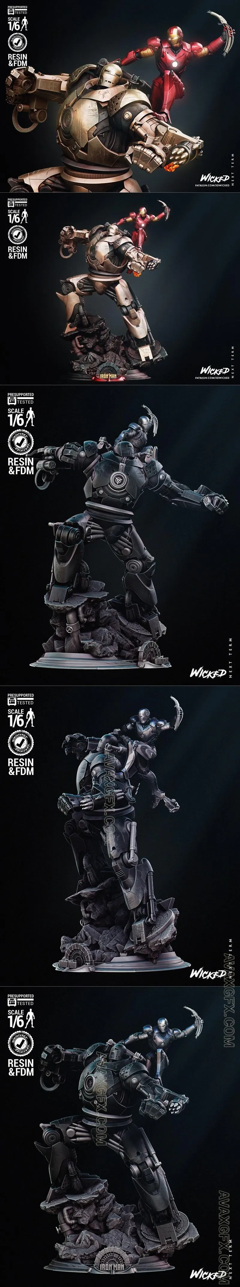 WICKED - Iron Man and Iron Monger Diorama - STL 3D Model