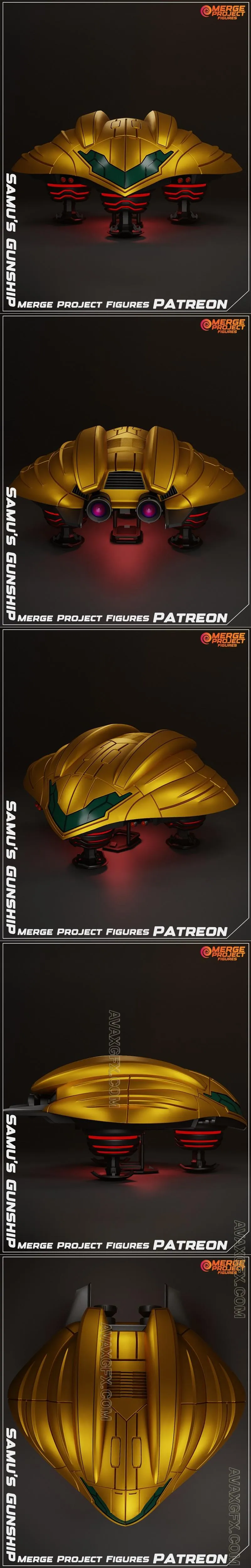 Merge Project Figures - Metroid Samus Gunship - STL 3D Model