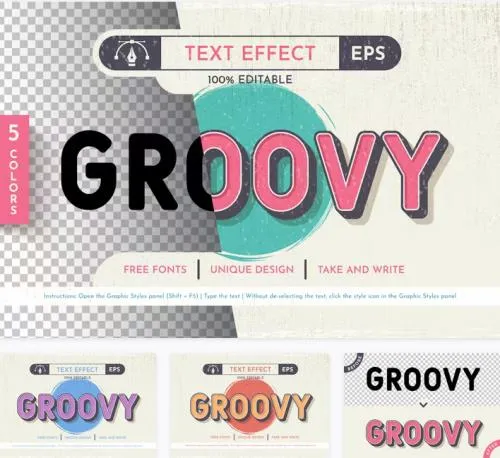 5 Groovy Editable Text Effects - 129916044