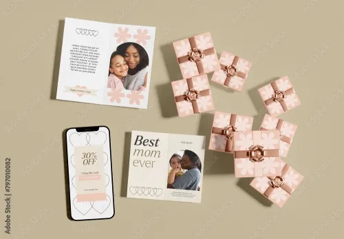 Smartphone with Gift Boxes Celebration Concept Mockup 797010082