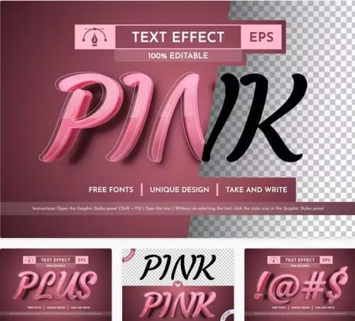 Pink Editable Text Effect - 92355610