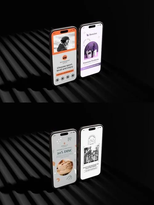 Double Phone in dark Mockup