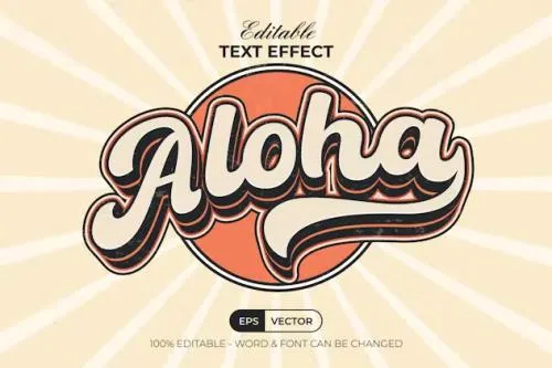 Aloha Text Effect Retro Style - 117922912