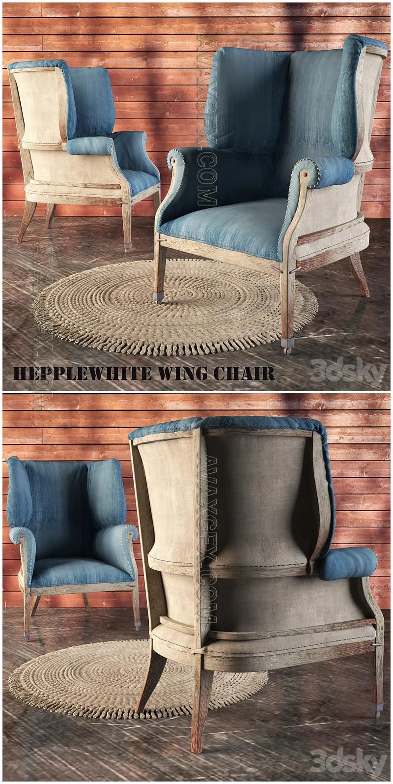 HEPPLEWHITE WING CHAIR - 3D Model