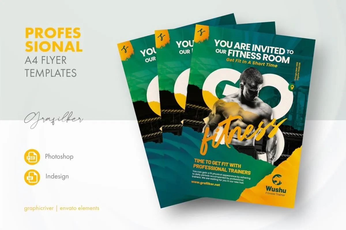 Fitness Trainer Flyer Templates CN8TSZH