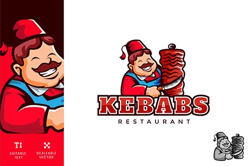 Kebab Food Logo Illustration Vector