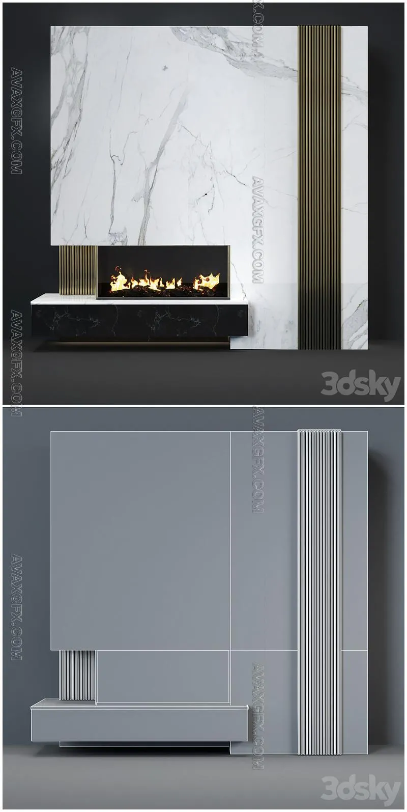 Modern fireplace 6 - 3D Model