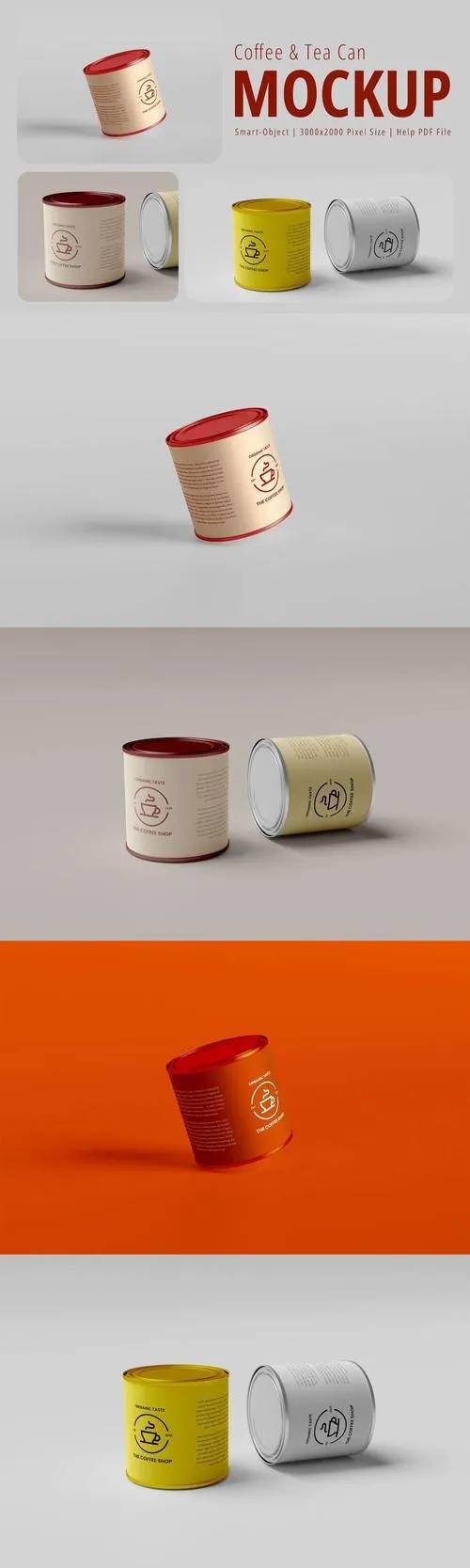 Coffee and Tea Can Mockup