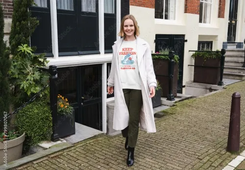 Mockup of woman wearing customized top and jacket 799807067